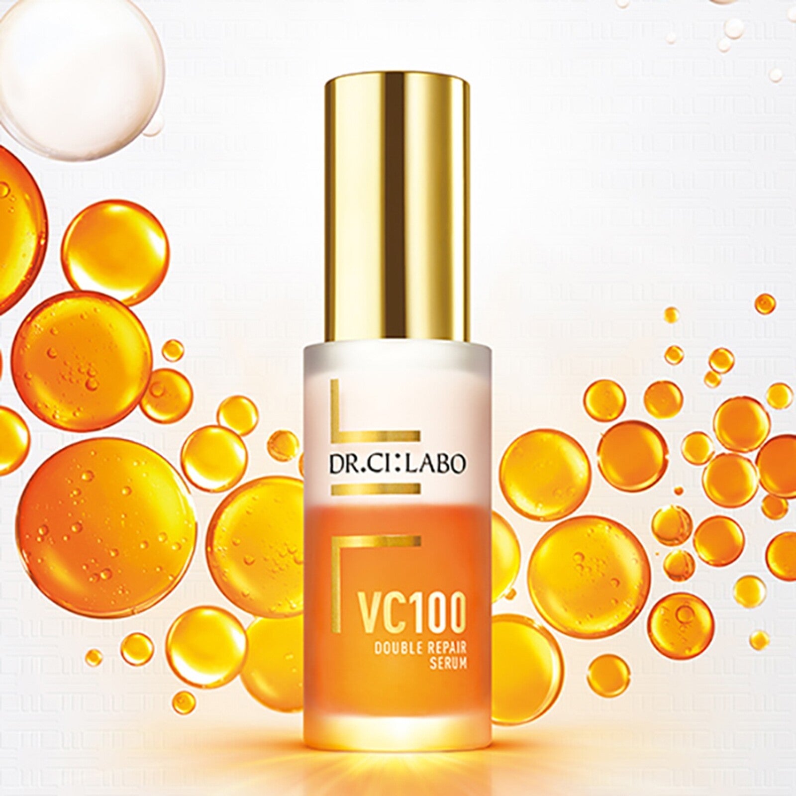 Close-up of Dr.Ci:Labo Vc100 Double Repair Serum, 30ml, featuring ceramides for hydration
