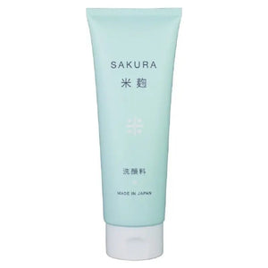 Close-up of Hirosophy Sakura Koji Face Wash 120g - Facial Cleanser Containing Ascorbic Acid, featuring sakura extract for hydration