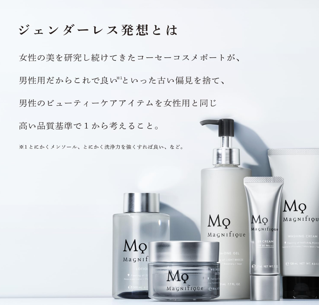 “Kose Magnifique Men’s Facial Wash 130g tube back view showing product information”