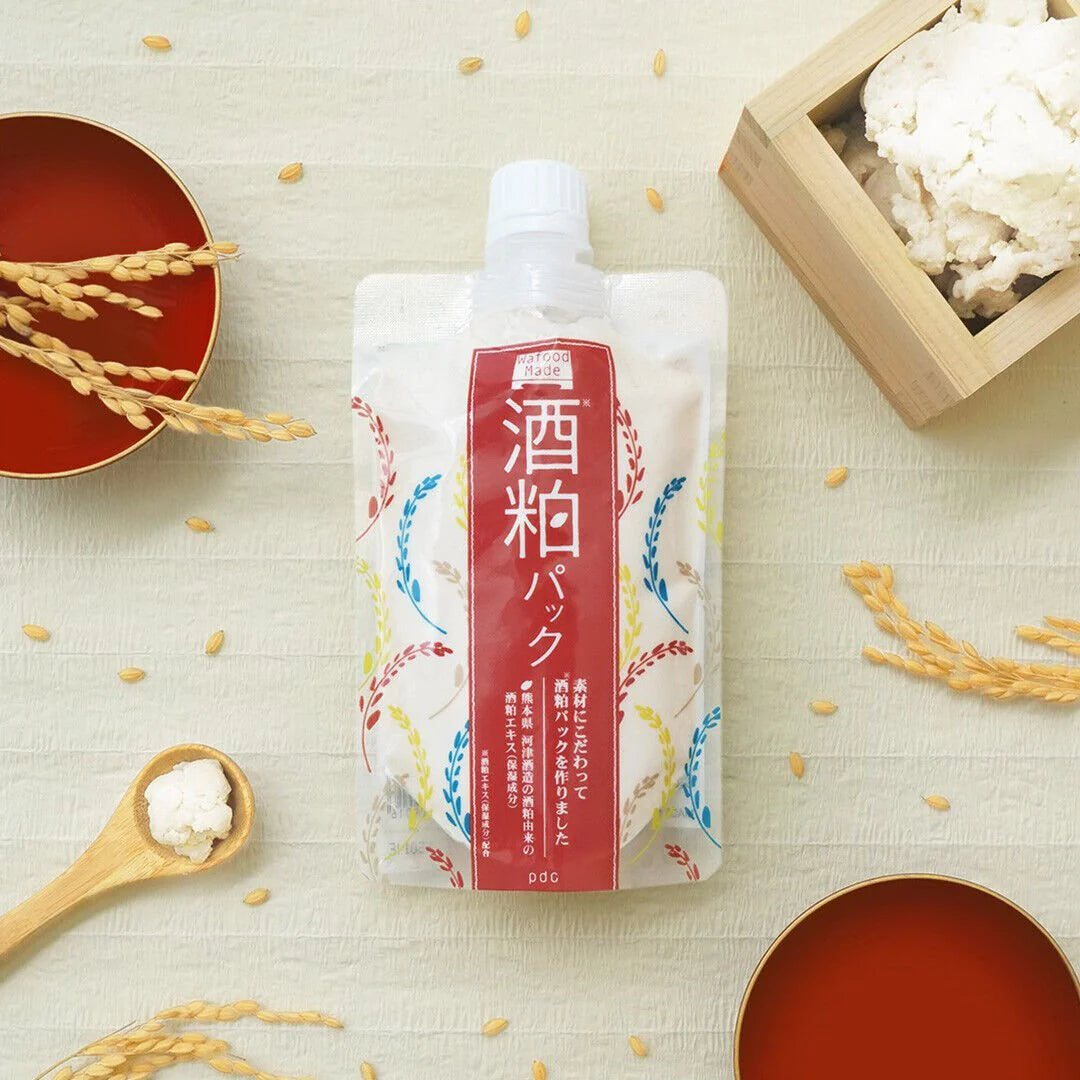 PDC Wafood Made Sake Lees Face Pack in 170g, rinse-off formula, perfect for weekly hydration masks
