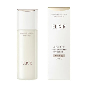 Shiseido Elixir Bouncing Moisture Emulsion Anti Aging Face Milk in 130ml, fast-absorbing texture, perfect for morning rituals