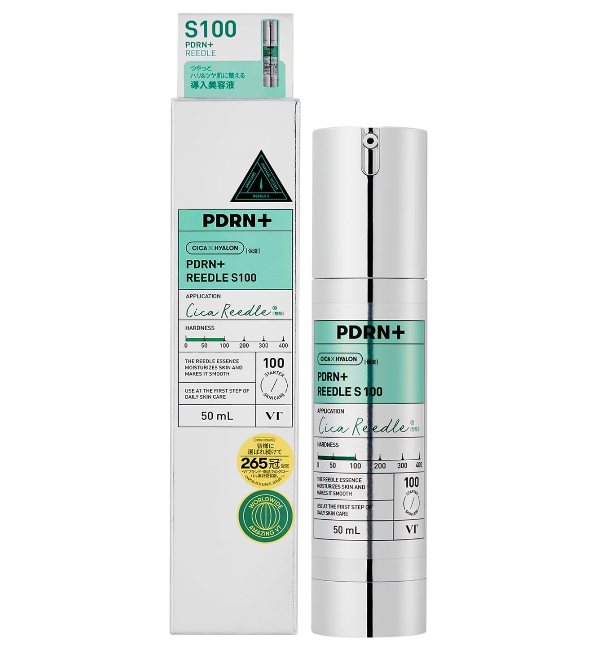 VT COSMETICS PDRN Reedle S100 Serum bottle 30ml front view, elegant packaging.