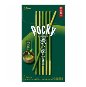 Pack of 3 Glico Matcha Pocky, Japanese snack sticks with green tea cream.