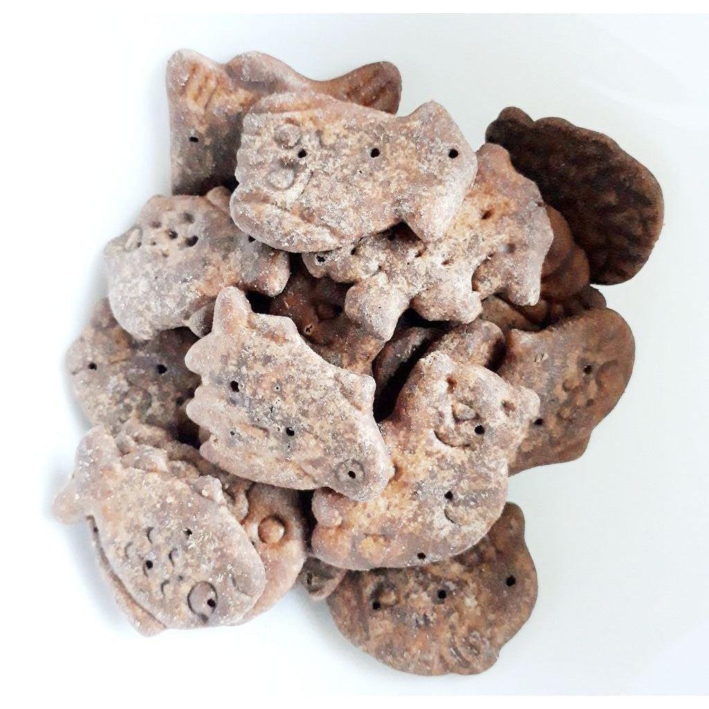 Pack of 10 Ginbis Tabekko Suizokukan Chocolate Biscuits 50g, designed for playful and tasty treats