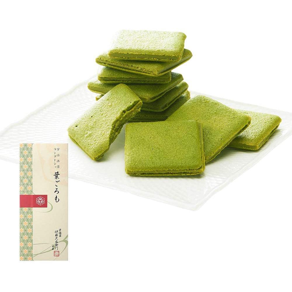Itohkyuemon Uji Matcha Langue de Chat Biscuits 10 Pieces, premium Japanese green tea flavor, ideal for mindful snacking