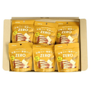 Lotte Zero Biscuits in Pack of 6, no added sugar, perfect for on-the-go snacks