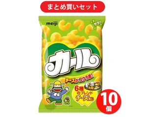 Meiji Curl Cheese Flavor 64g x 10 pieces, crispy corn curls with cheesy taste, ideal for snacking