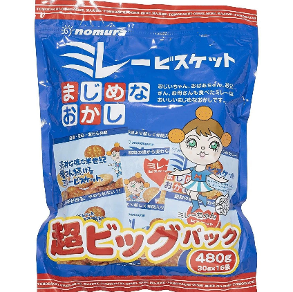 Nomura Mire Japanese Old Fashioned Biscuits 480g in packaging, perfect for sharing and everyday snacks