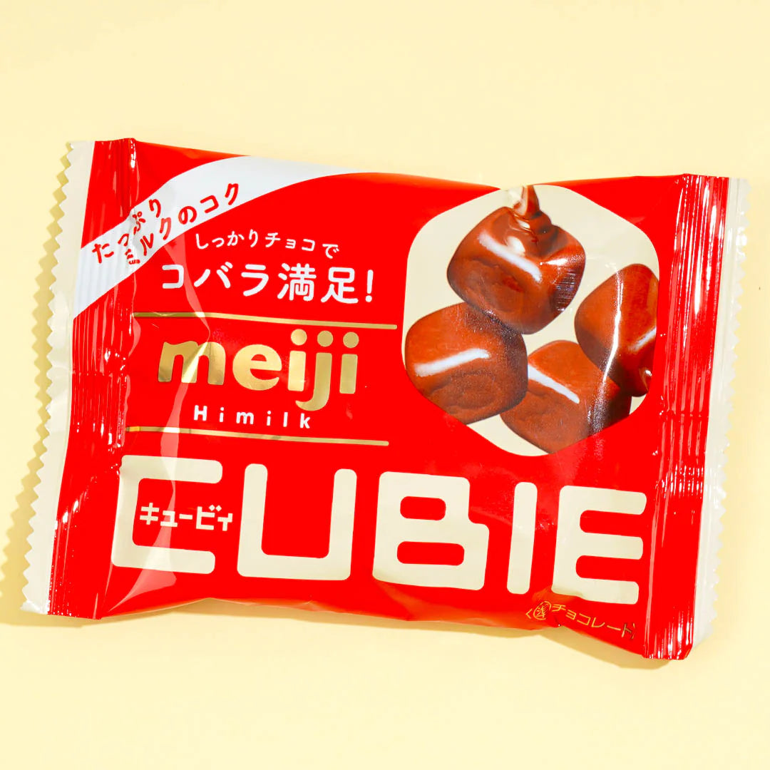 42g Meiji Hi-Milk Cubie Chocolate (Pack of 10) with premium cocoa, offering portable sweetness
