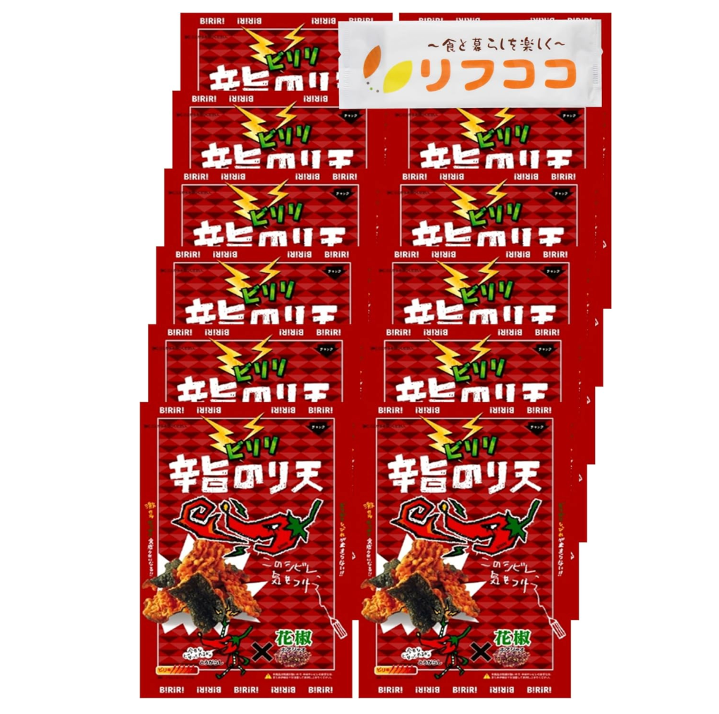 Daiko Noriten Biriri Kun Extra Spicy Togarashi Tempura Seaweed Chips 70g (Pack of 12), crunchy tempura coating, ideal for spicy snacking