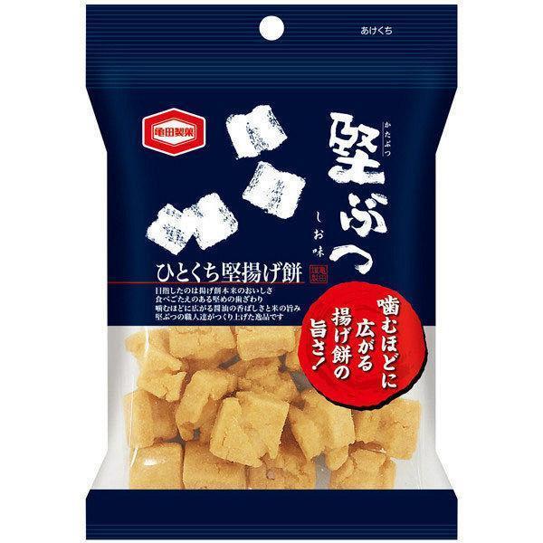 Close-up of Kameda Katabutsu Salted Fried Rice Crackers Senbei 48g (Pack of 3 Bags), featuring glutinous rice for umami flavor