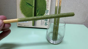 Close-up of Pocky Giant Uji Matcha 15 Sticks, featuring umami-rich chocolate for refined indulgence