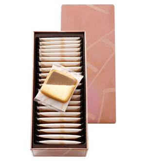 “Yoku Moku Double Chocolat Au Lait 22-piece tin box front view”
