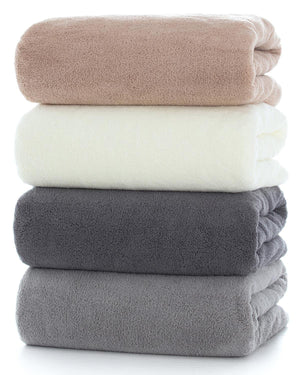 Snow Japan Bath Towel Set Of 4 - Fluffy Hotel Spec Large 70X140Cm - Quick Dry Strong Absorption Durable (Light Gray Ivory Mocha Brown Gray).