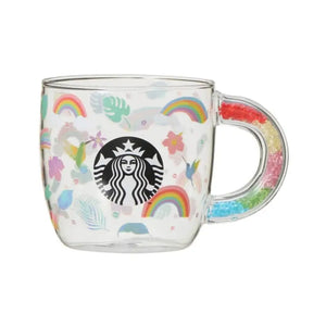 Starbucks Bead Handle Heat Resistant Glass Mug Rainbow 355ml - Japanese Mugs Home