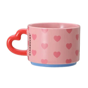 Starbucks Valentine 2022 Stacking Mug Heart Handle Pink 355ml - Japanese Home