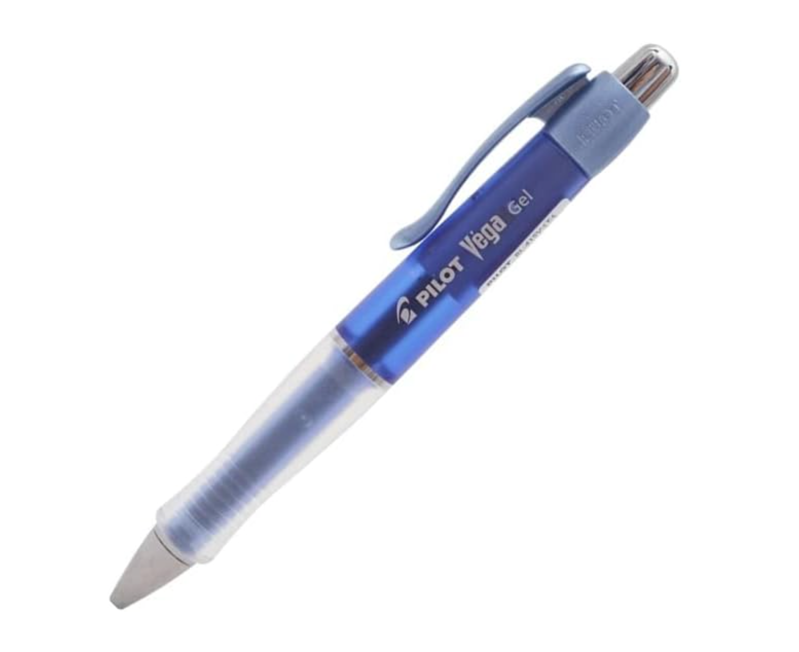 Pilot Vega Gel Ink Ballpoint Pen 0.7 mm (Blue), close-up showing tip and smooth gel ink flow