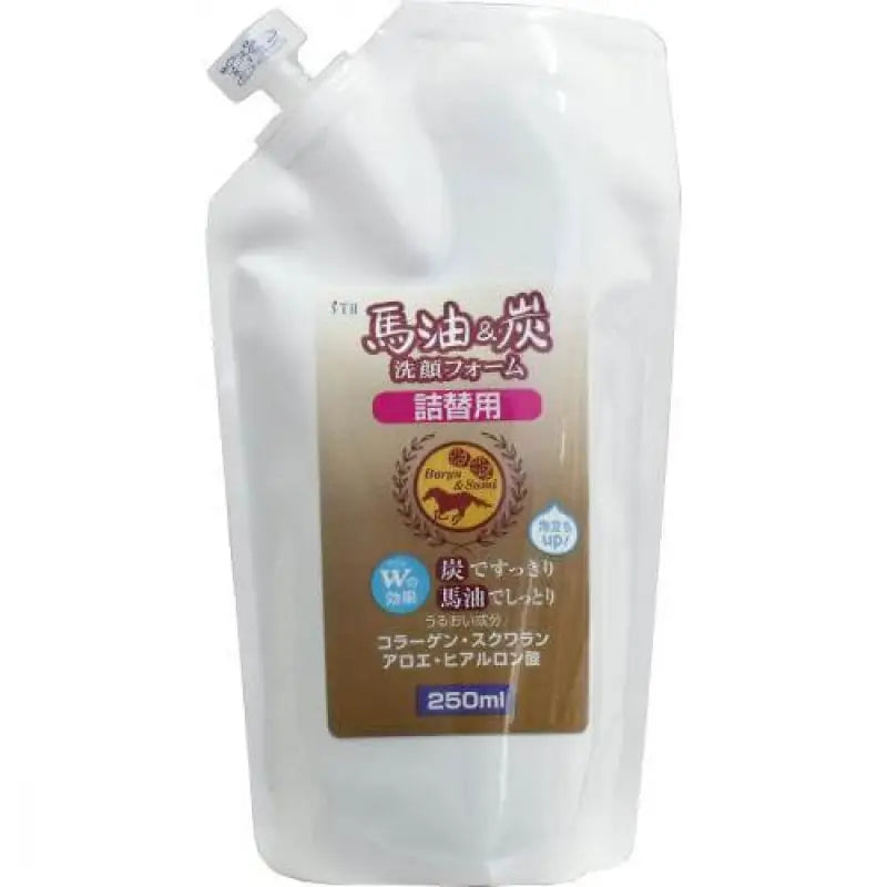 Sthits Horse Oil & Charcoal Cleansing Foam 250ml [Refill] - Japanese Face Cleanser Skincare