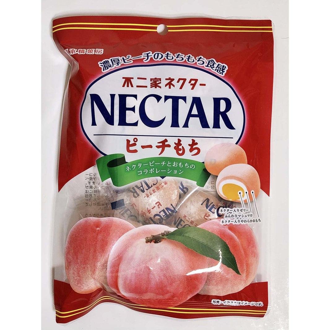 Nihonbashi Fujiya Peach Nectar Filled Mochi 100g Pack of 3, soft sticky rice cakes with sweet peach filling, ideal for Japanese snack lovers