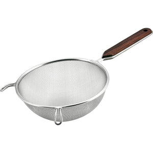 Minex Metal Wooden Handled Fine Mesh Strainer Stainless Steel Sieve #16 180mm, ideal for kitchen use