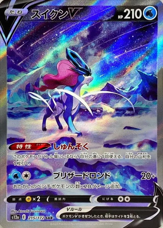 Suicune V - 215/172 S12A SAR MINT Pokémon TCG Japanese Pokemon card