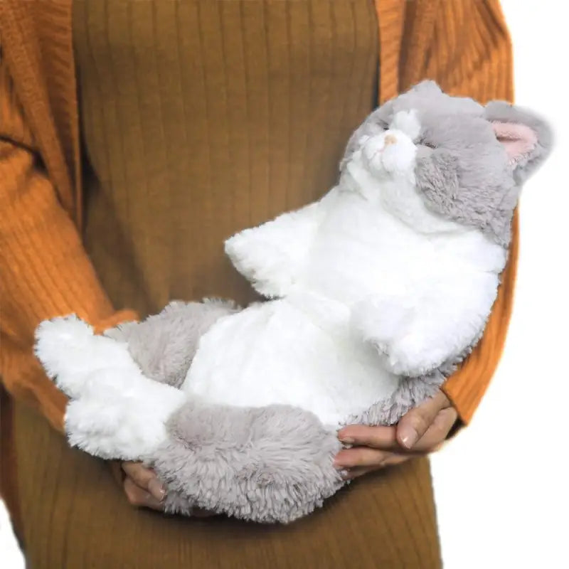 SUNLEMON Plush Doll Knee Cat Sleeping Gray