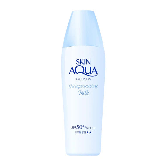 Close-up of Skin Aqua Super Moisture Milk, 40ml, featuring hyaluronic acid for hydration