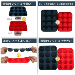 Super Kitchen 12 - Cavity Large Non - Stick Silicone Muffin Mold Pan - Easy To Clean Gray - Japan