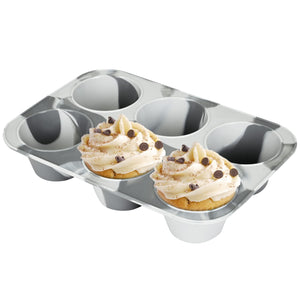 Super Kitchen 6 - Cavity Silicone Muffin Mold Plate Non - Stick Cupcake Pan Donut Mixed Gray Japan