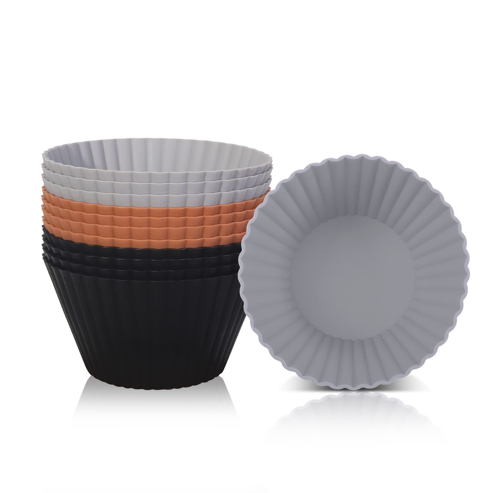 Super Kitchen 9.2Cm Large Silicone Muffin Mold Canelé Mold 12 Non - Stick Cupcake Cups Japan Heat Resistant Reusable Muffin Cup Baking Utensils