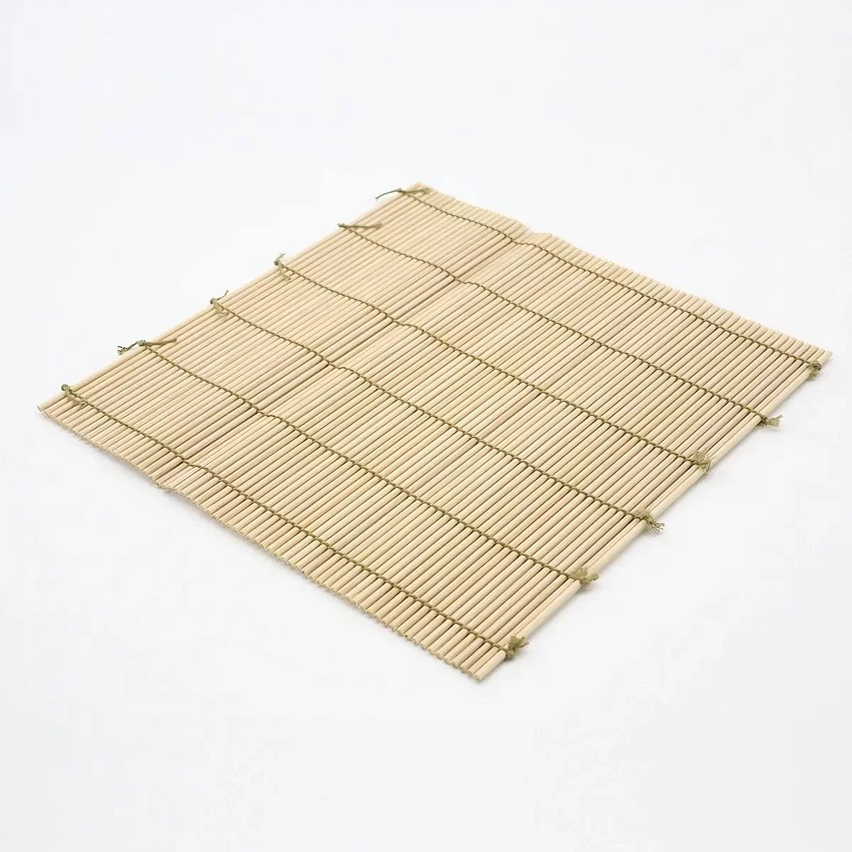 Close-up of Kiya Natural Polished Bamboo Sushi Rolling Mat 27cm showing smooth bamboo finish