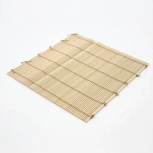 Close-up of Kiya Natural Polished Bamboo Sushi Rolling Mat 27cm showing smooth bamboo finish