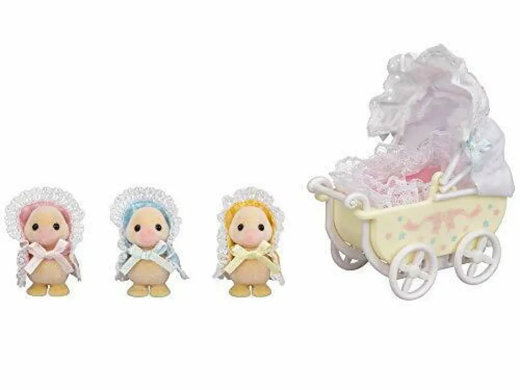 Sylvanian Families Duck Triplets Pram Set C - 63 W/ Tracking - Plush Doll