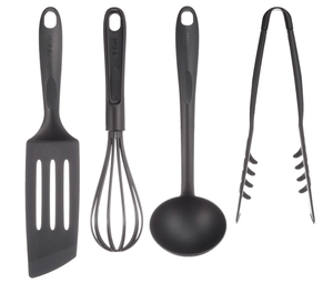T - fal Kitchen Tools 4 - Piece Set Spatula Ladle Tongs Whisk K001S4
