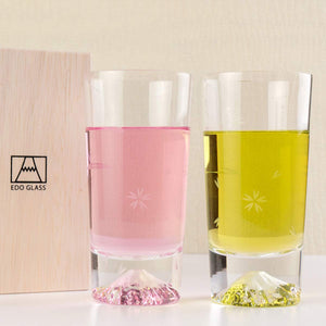 Tajima Glass Sakura Fuji Tumbler Set Of 2 Japanese Sake Beer Glasses For Father'S Day Mother'S Day 60Th Birthday Overseas Souvenir