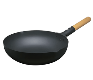 Takumi Magma Plate Non - Stick Iron Induction Wok With Wooden Handle 28cm