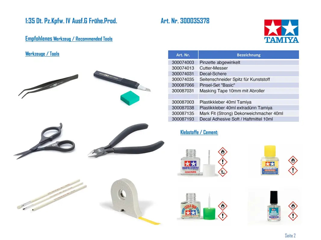 TAMIYA 1/35 German Tank Panzerkampfwagen Iv Ausf.G Early Production Plastic Model