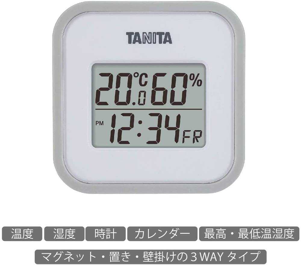 Tanita Tt - 558Gy Digital Wall Mounted Thermo - Hygrometer Clock Calendar Japan - Temperature & Humidity Monitor