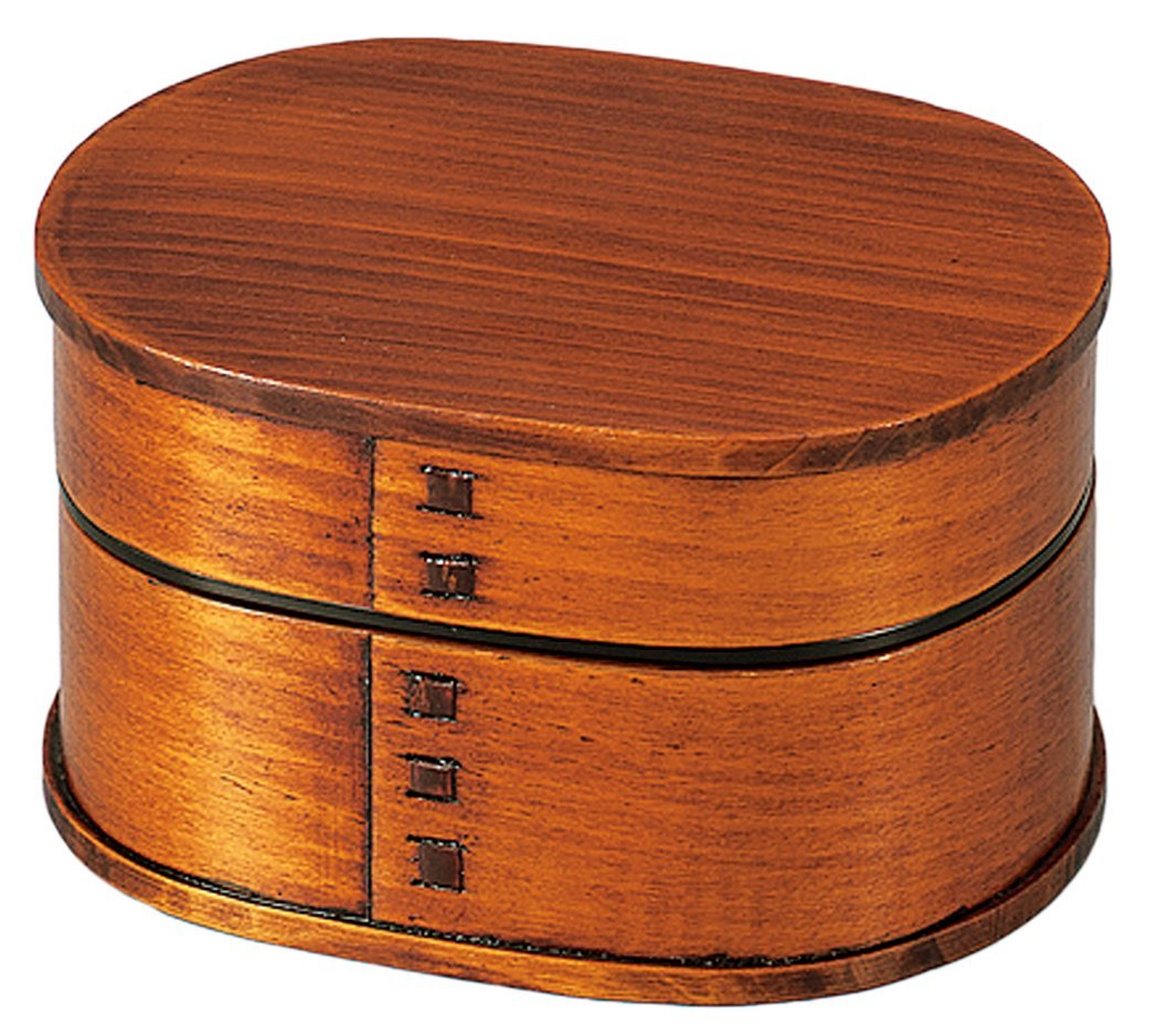 Tatsumiya Japan Oval Two - Tier Lunch Box Wooden 590 Pickpocket Lacquer W13.2Xd10.5Xh7.5 50139