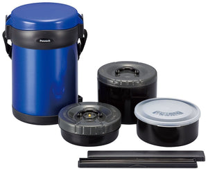 The - Peacock Arl - 18(A) Blue Vertical Stainless Steel Lunch Jar Thermal Insulation Japan