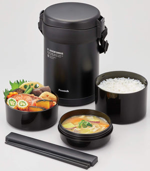 The - Peacock Japan 1.8L Matte Black Stainless Steel Lunch Jar Arl - 18 Bd Thermal Insulation