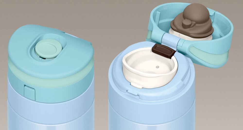 Thermos 0.45L Blue Water Bottle Vacuum Insulated Mobile Mug Japan One Touch Open Type Jns - 450Bl