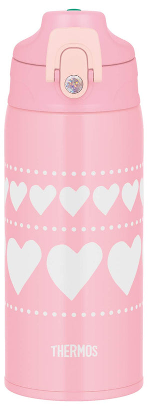 Thermos 0.63L Water Bottle Pink Heart Vacuum Insulated 2 - Way Bottle - Fjj - 600Wf Pht