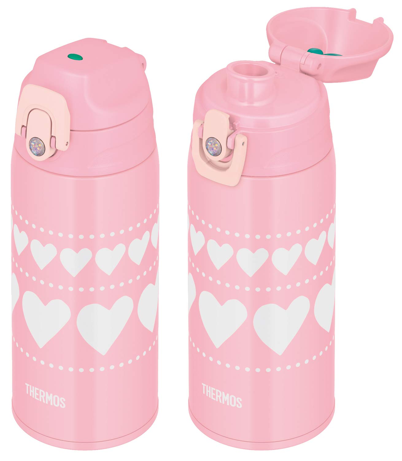 Thermos 0.63L Water Bottle Pink Heart Vacuum Insulated 2 - Way Bottle - Fjj - 600Wf Pht