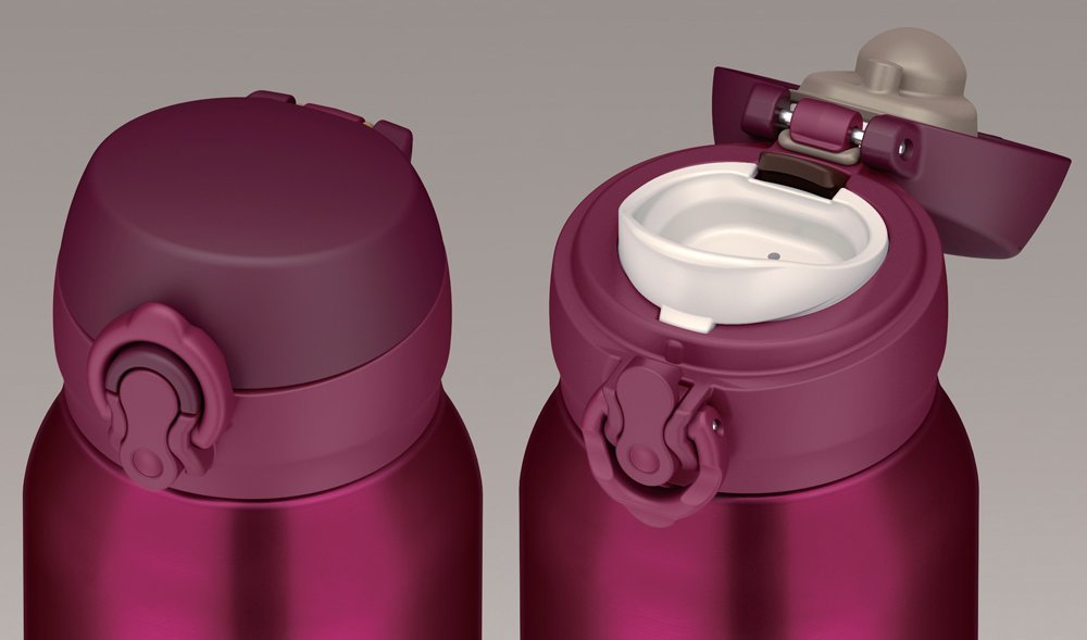 Thermos 0.75L Ruby Red Vacuum Insulated Mobile Mug - One - Touch Open Type