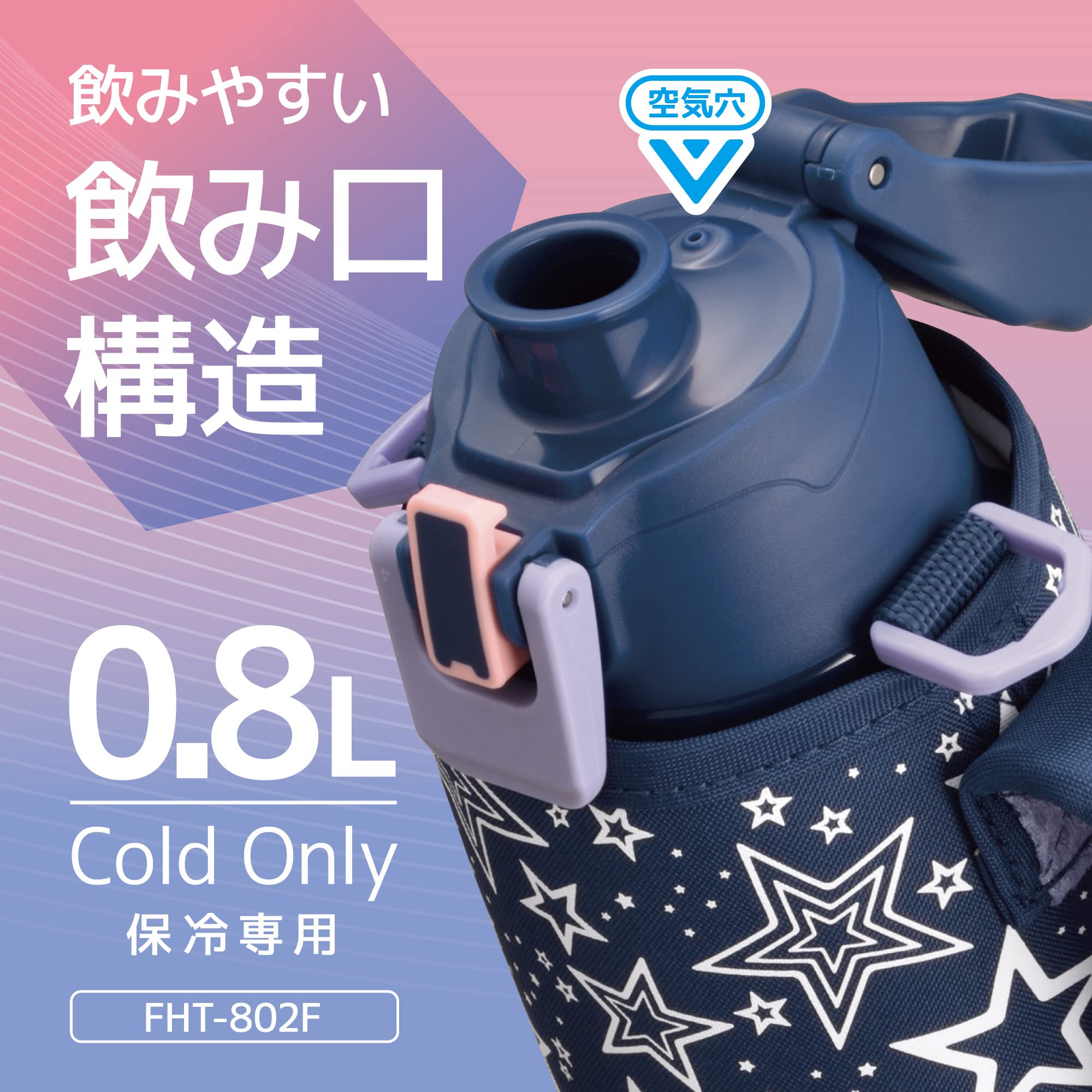 Thermos 0.8L Navy Peach Vacuum Insulated Sports Bottle for Cold Storage FHT - 802F NVPC