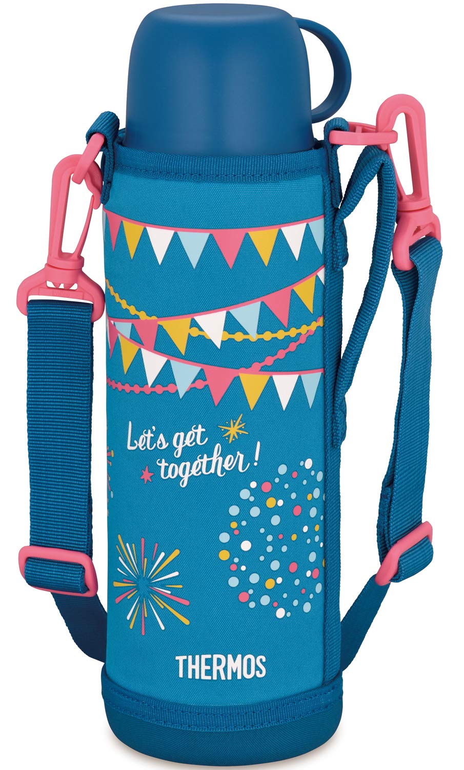 Thermos 1.0L Blue Flag Vacuum Insulated 2 - Way Water Bottle Fho - 1001Wf Bl - F