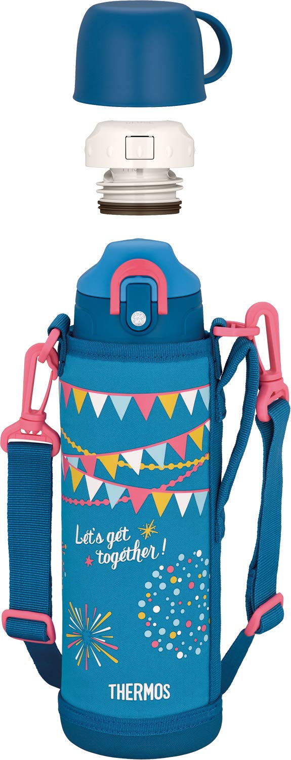 Thermos 1.0L Blue Flag Vacuum Insulated 2 - Way Water Bottle Fho - 1001Wf Bl - F