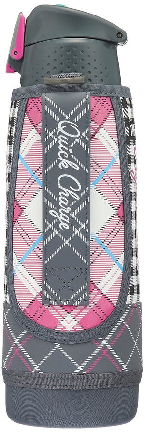 Thermos 1.0L Grey Gingham Vacuum Insulated Sports Bottle One - Touch Open Type