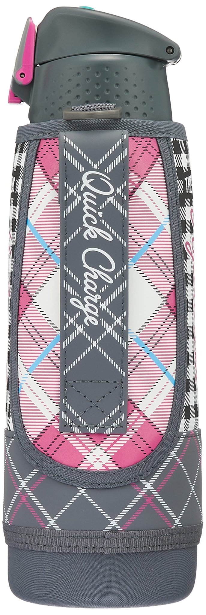 Thermos 1.0L Grey Gingham Vacuum Insulated Sports Bottle One - Touch Open Type